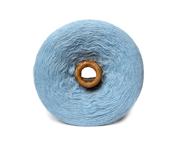 Spool Dark Blue Yarn White Background — Stock Photo, Image