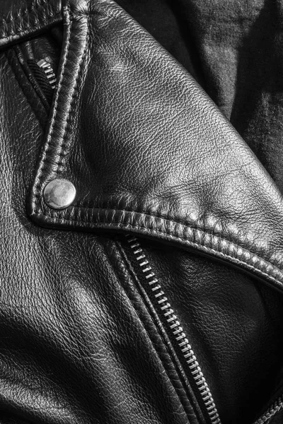 Black Leather Jacket Close — Stock Photo, Image