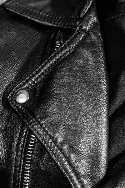 Black Leather Jacket Close — Stock Photo, Image