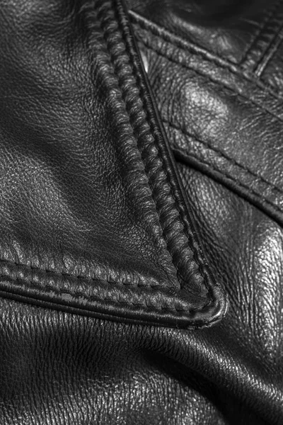 Black Leather Jacket Close — Stock Photo, Image