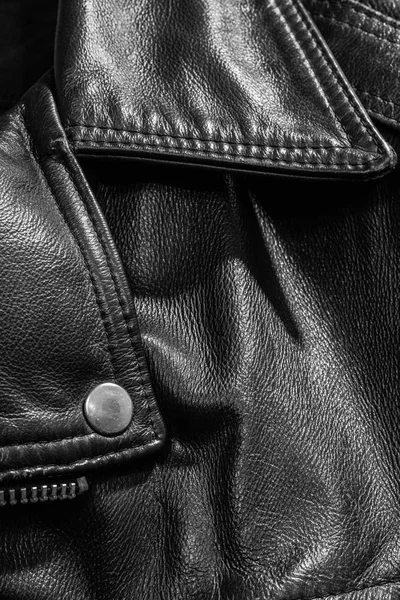 Black Leather Jacket Close — Stock Photo, Image