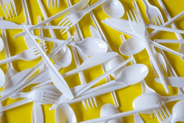 Plastic disposable cutlery, forbidden in European Union.