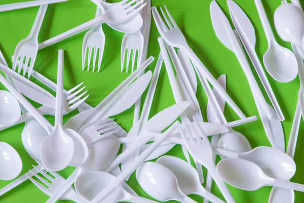 Plastic disposable cutlery, forbidden in European Union.