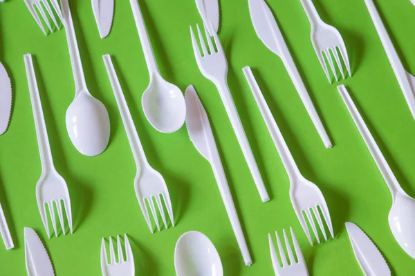 Plastic disposable cutlery, forbidden in European Union.