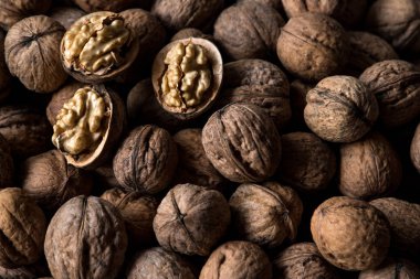 lezzetli ceviz arka plan. gıda kavramı fotoğraf