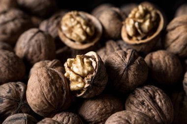 lezzetli ceviz arka plan. gıda kavramı fotoğraf