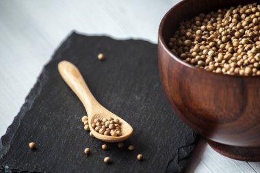 kişniş kişniş tohumları. gıda kavramı fotoğraf