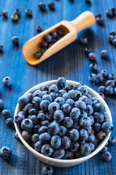 Fresh Blueberry Blue Wooden Background — Stock Photo, Image