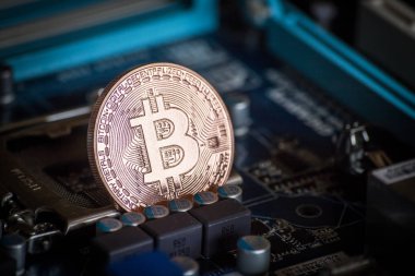 Kripto para arka plan Bitcoin logosu bussines