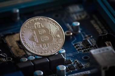 Kripto para arka plan Bitcoin logosu bussines