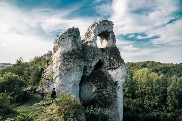 Okiennik wielki, limestone rock, window rock, Silesia, Poland.