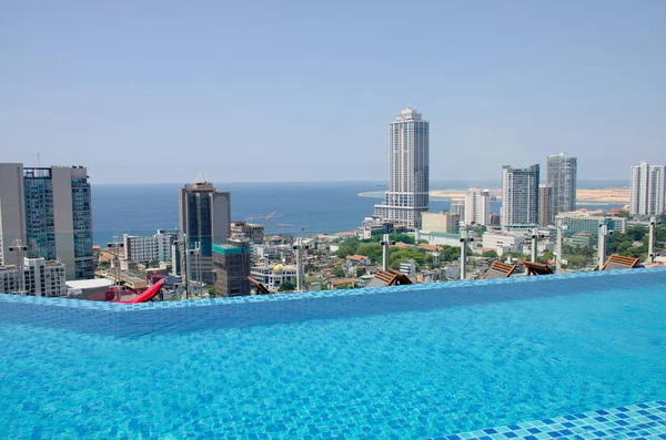 The pool in hotel overlooking the capital of Colombo in Sri Lanka