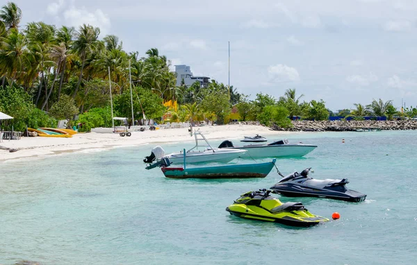 Paisaje Amarre Para Barco Isla Maldivas — Foto de Stock