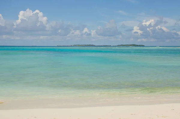 Paisaje Agua Turquesa Del Océano Índico Isla Maldivas — Foto de Stock
