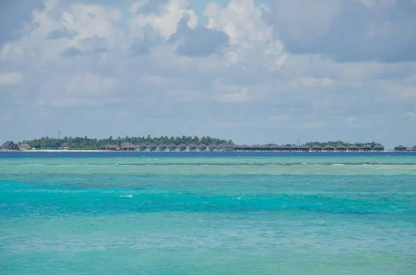 Manzara Turkuaz Hint Okyanusu Maldiv Adası — Stok fotoğraf