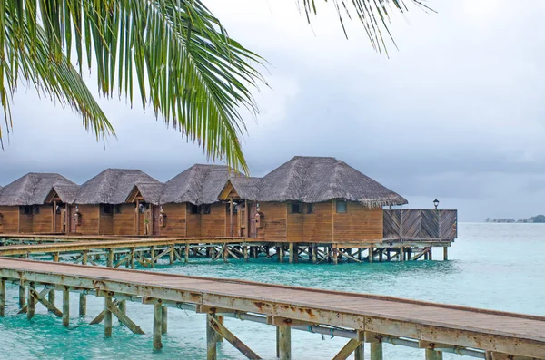 Isla Las Maldivas Casa Sobre Agua Fiholhohi Paisaje Playa Con — Foto de Stock