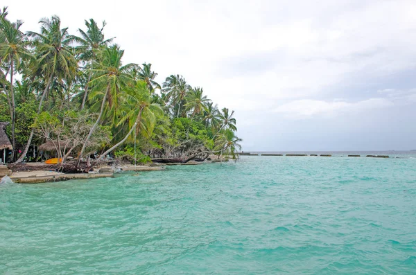 Île Maldives Fiholhohi Paysage Plage Avec Eau Bleue Océan Indien — Photo
