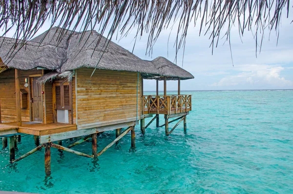 Красивый Пейзаж Дома Воде Острове Мальдивы — стоковое фото