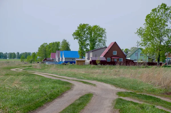 Landschaft Des Dorfes Frühling Nach Sibirien Russland — Stockfoto