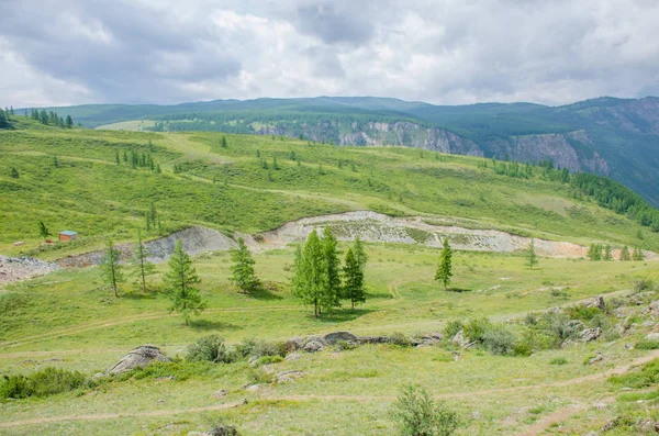 Área Recreação Altai Montanhas Com Casa Rússia — Fotografia de Stock