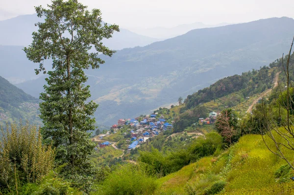 Пейзажная Деревня Горах Гималаев Непала — стоковое фото