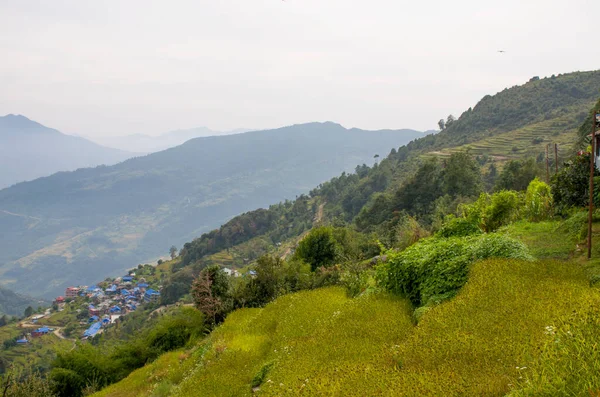 Krajinná Vesnice Horách Nepálu Himaláje — Stock fotografie