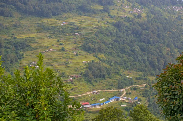 Landscape Village Mountains Nepal Himalayas — Stock Photo, Image