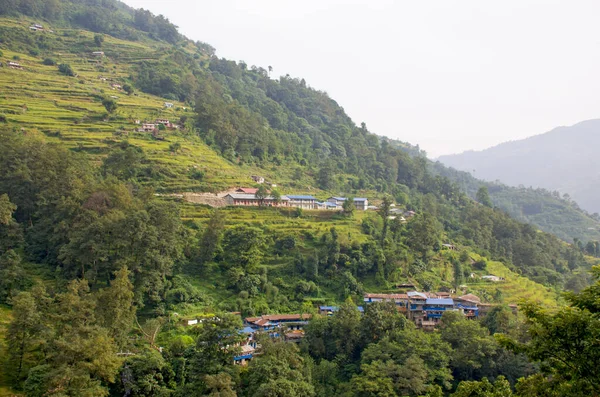 Paisaje Del Pueblo Las Montañas Nepal Himalaya — Foto de Stock