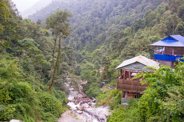 Casa Paisaje Las Montañas Nepal Himalaya — Foto de Stock