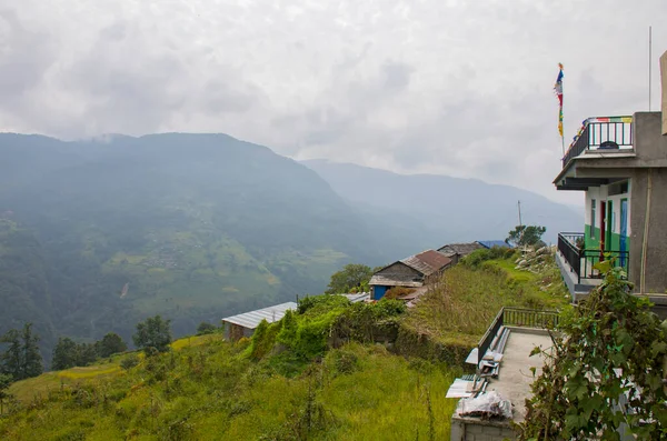 Dorf Den Bergen Des Nepalesischen Himalaya Für Touristen Erwandert — Stockfoto