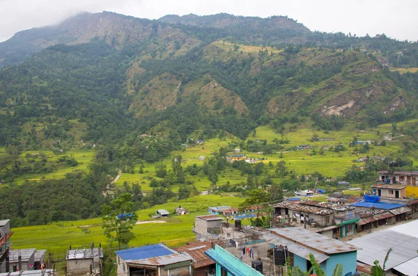 Village Dans Les Montagnes Népal Himalaya Randonnée Pour Les Touristes — Photo