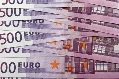 Beş yüz euro banknot, yığını yakın çekim