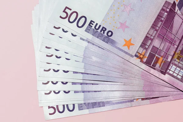 Stapel Van Vijfhonderd Euro Bankbiljetten Close — Stockfoto