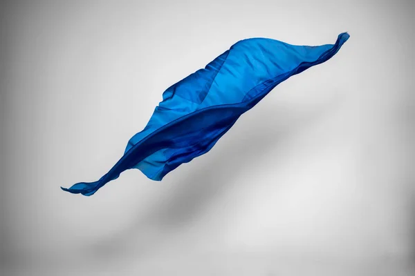 Abstract Piece Blue Fabric Flying High Speed Studio Shot — Stock Photo, Image