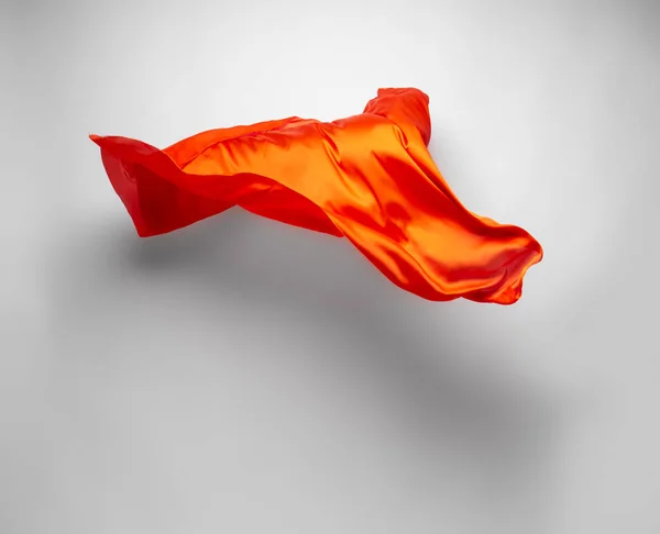 Abstract Piece Orange Fabric Flying High Speed Studio Shot — Stock Photo, Image
