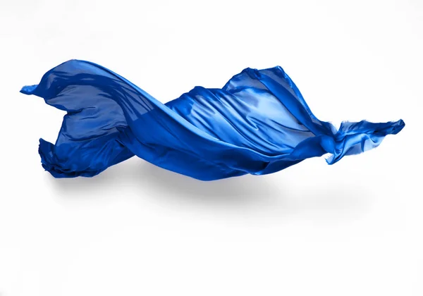Morceau Abstrait Tissu Bleu Volant Prise Vue Studio Grande Vitesse — Photo
