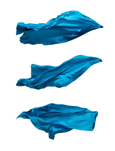 Abstract Piece Blue Fabric Flying High Speed Studio Shot — Stock Photo, Image