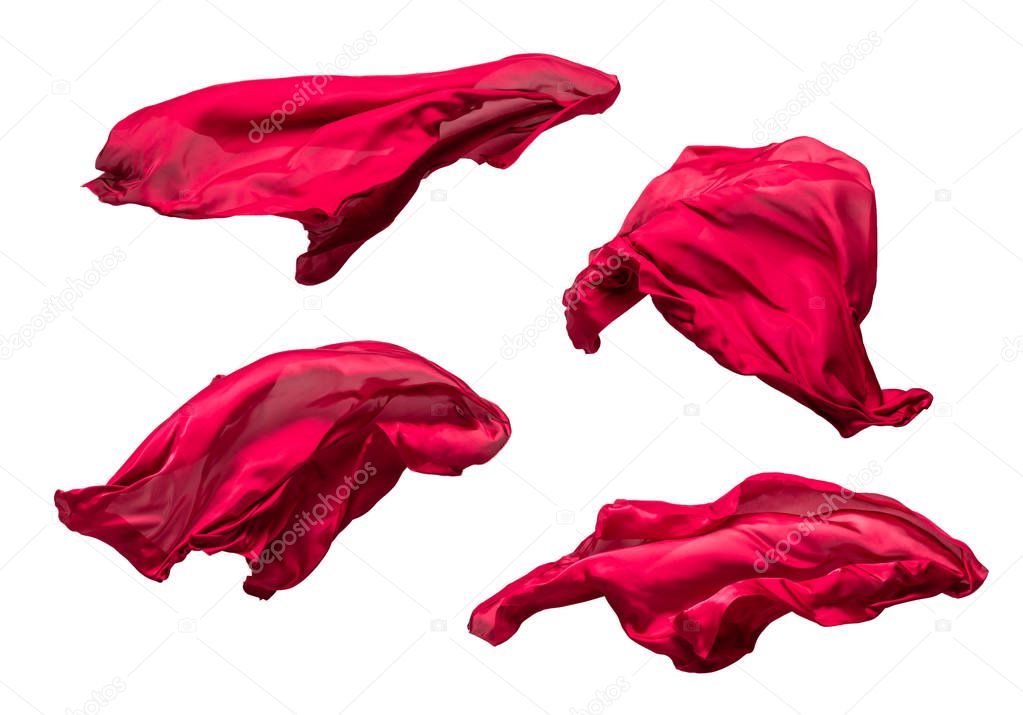 abstract piece of red fabric flying, high-speed studio shot