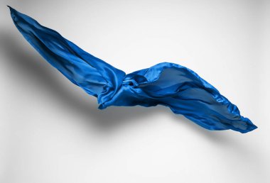 soyut mavi kumaş parçası uçan, yüksek hızlı stüdyo çekimi