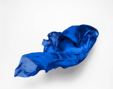 soyut mavi kumaş parçası uçan, yüksek hızlı stüdyo çekimi