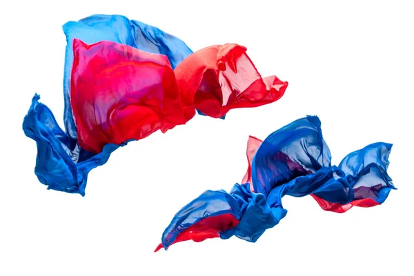 Abstract Pieces Multicolored Fabric Flying High Speed Studio Shot — Stock Photo, Image