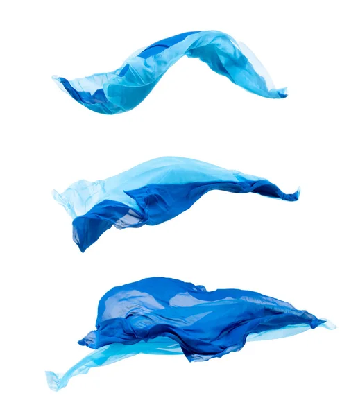 Abstraktes Stück Blauer Stoff Fliegt High Speed Studioaufnahme — Stockfoto