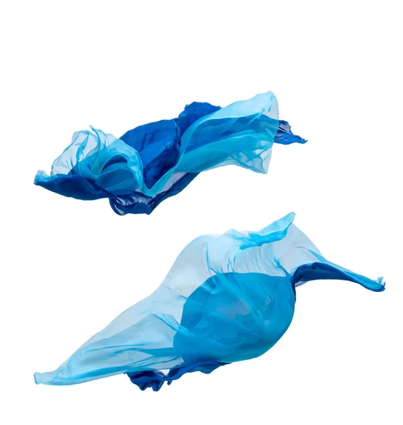 Abstract Piece Blue Fabric Flying High Speed Studio Shot — Stock Photo, Image