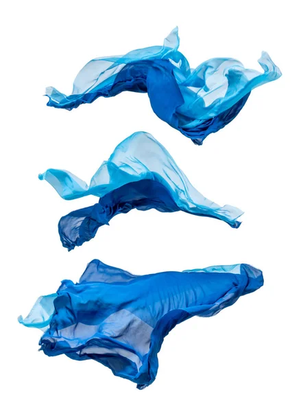 Abstract Piece Blue Fabric Flying High Speed Studio Shot — Stock Photo, Image