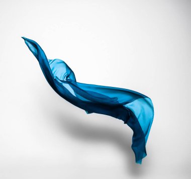 soyut mavi kumaş parçası uçan, yüksek hızlı stüdyo çekimi