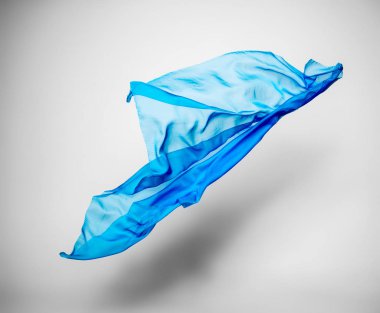 soyut mavi kumaş parçası uçan, yüksek hızlı stüdyo çekimi