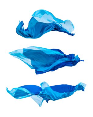 soyut mavi kumaş parçası uçan, yüksek hızlı stüdyo çekimi