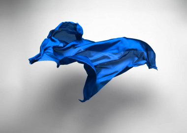 soyut mavi kumaş parçası uçan, yüksek hızlı stüdyo çekimi