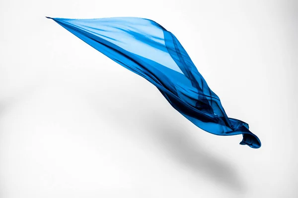 Abstract Piece Blue Fabric Flying High Speed Studio Shot — Stock Photo, Image