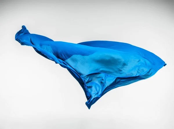 Abstract Piece Blue Fabric Flying High Speed Studio Shot — Stock Photo, Image